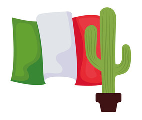 cactus in pot plant with mexico flag