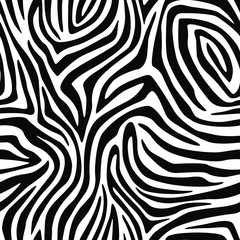 Full seamless wallpaper for zebra and tiger stripes animal skin pattern. Black and white design for textile fabric printing. Fashionable and home design fit.