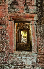 Fototapeta na wymiar Cambodian Acient Murals and cave paintings on Agkor Wat temple walls