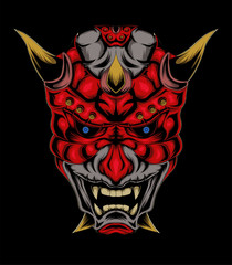 devil face illustration. vector head of satan. red demon. Demon head.
