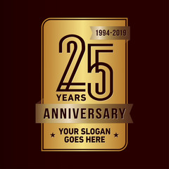 25 years anniversary design template. Twenty-five years celebration logo. Vector and illustration.