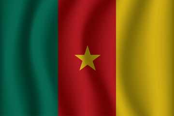 Cameroon flag background with cloth texture. Cameroon Flag vector illustration eps10.