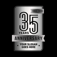 35 years anniversary design template. Thirty-five years celebration logo. Vector and illustration.