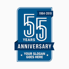 55 years anniversary design template. Fifty-five years celebration logo. Vector and illustration.