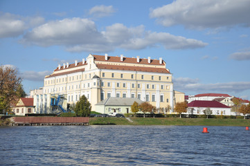 Jesuit College in Pinsk, Republic of Belarus. View from the Pina River.
