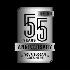 55 years anniversary design template. Fifty-five years celebration logo. Vector and illustration.