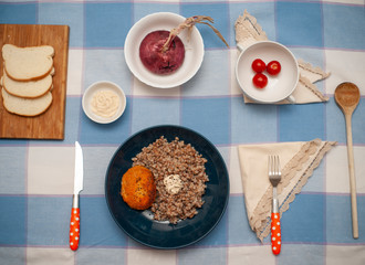 Cooked brown buckwheat for dinner