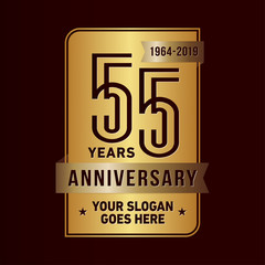 55 years anniversary design template. Fifty-five years celebration logo. Vector and illustration.