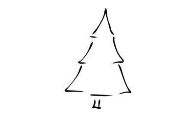 Single hand drawn New Year and Xmas tree. Doodle vector illustration for winter hollydays. Use this for greeting cards, posters, stickers, prints and seasonal design.
