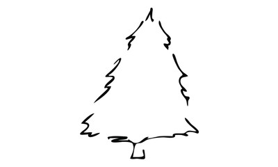 Single hand drawn New Year and Xmas tree. Doodle vector illustration for winter hollydays. Use this for greeting cards, posters, stickers, prints and seasonal design.