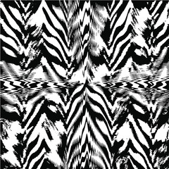 Full seamless wallpaper for zebra and tiger stripes animal skin pattern. Black and white design for textile fabric printing. Fashionable and home design fit.