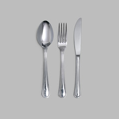 top view dinner knife fork and spoon