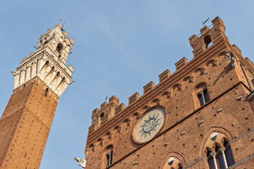 Fototapeta na wymiar Siena Palazzo Pubblico and Torre del Mangia