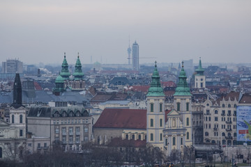 Fototapeta premium The building on the streets of Budapest in winter.