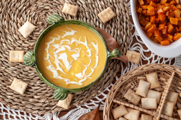 ..Pumpkin soup cream. Delicius Pumpkin Cream. Raosted Pumpkin. Top view