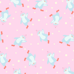 seamless pattern with birds and hearts