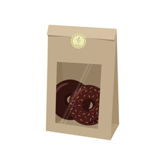 Package. Bag of kraft paper with donuts