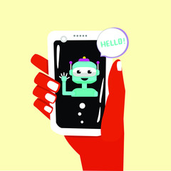 robot with mobile phone