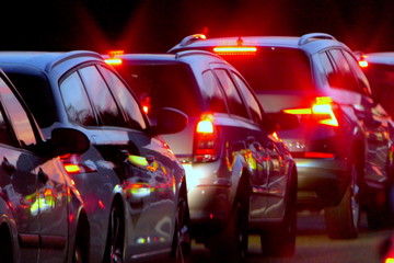 Stau Verkehr Autos Nacht