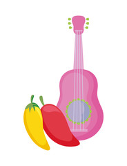 chili peppers mexican with guitar