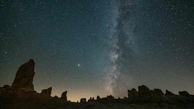 Astro Timelapse of Milky Way over Tufa Towers in Mojave Desert