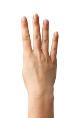 Obraz premium Woman Hands gestures on over white background. Isolated.