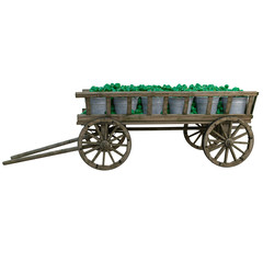 Fototapeta premium Green pepper in a wooden cart