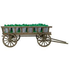 Fototapeta premium Green pepper in a wooden cart