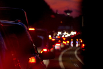 Stau Verkehr Autos Nacht