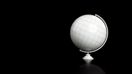 Modern Futuristic White Globe, Isolated On The Black Background- 3D Illustration