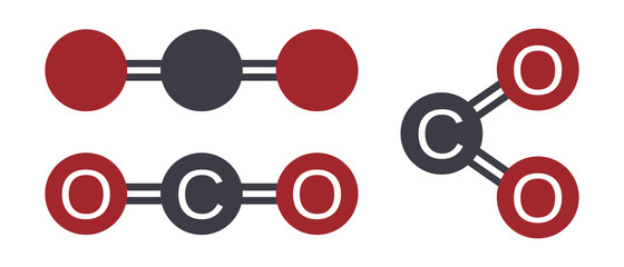 Carbon dioxide co2 molecular atom model vector illustration - obrazy, fototapety, plakaty