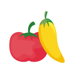 chili pepper mexican with tomato isolated icon