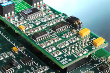 Large green PCB microcircuit board