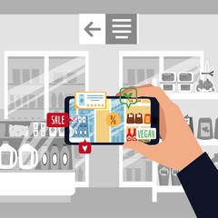Augmented reality or customer experience virtual app flat vector illustration.