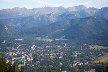 View to the town of Zakopane and Tatra mountains, Poland.