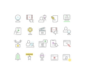 Set Vector Line Icons of Blogging