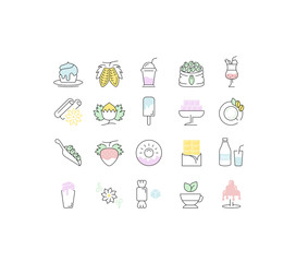 Set Vector Flat Line Icons Chocolate