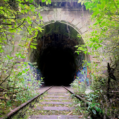 Abandoned railway tunnel in the woods