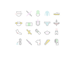 Set Vector Line Icons of Fencing.