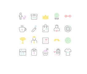 Set Vector Line Icons of Father's Day