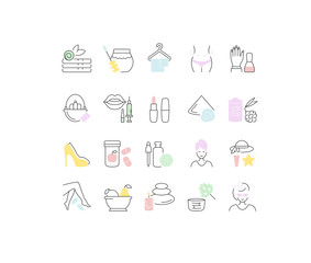 Set Vector Line Icons of Beauty and Health