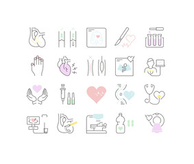 Set Vector Flat Line Icons Heart Defect
