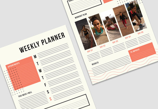 Planner Layout with Red Accents