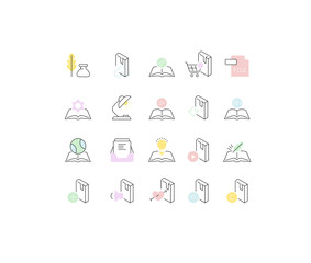 Set Vector Line Icons of Literature.