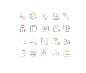 Set Vector Line Icons of Medical Technology
