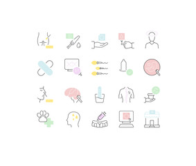Set Vector Line Icons of Medicine