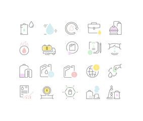 Set Vector Line Icons of Oil Industry