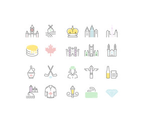 Set Vector Flat Line Icons Ottawa