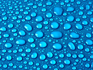 Water drops on blue background.