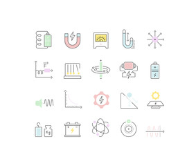 Set Vector Line Icons of Physics.
